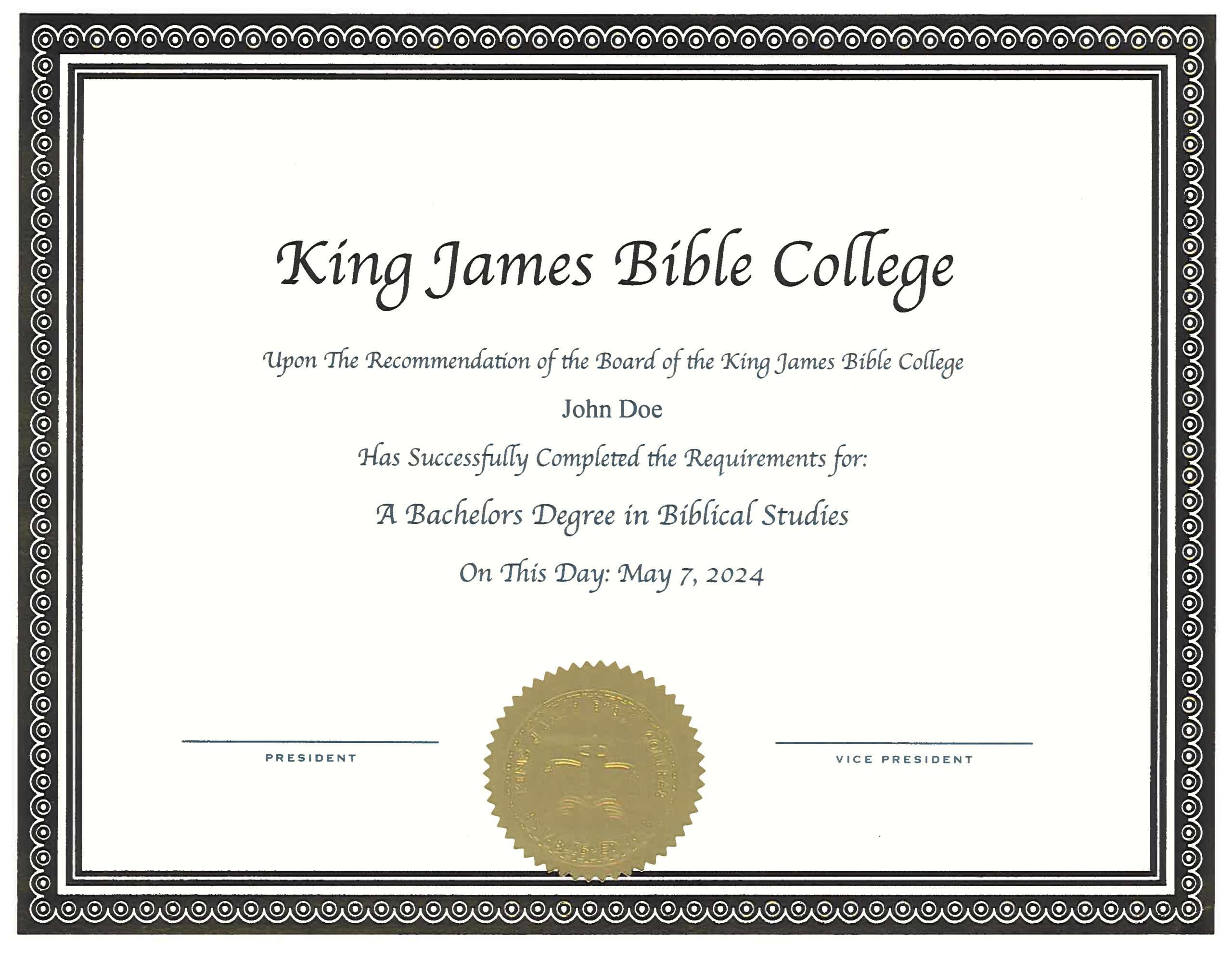Sample Printed Degree